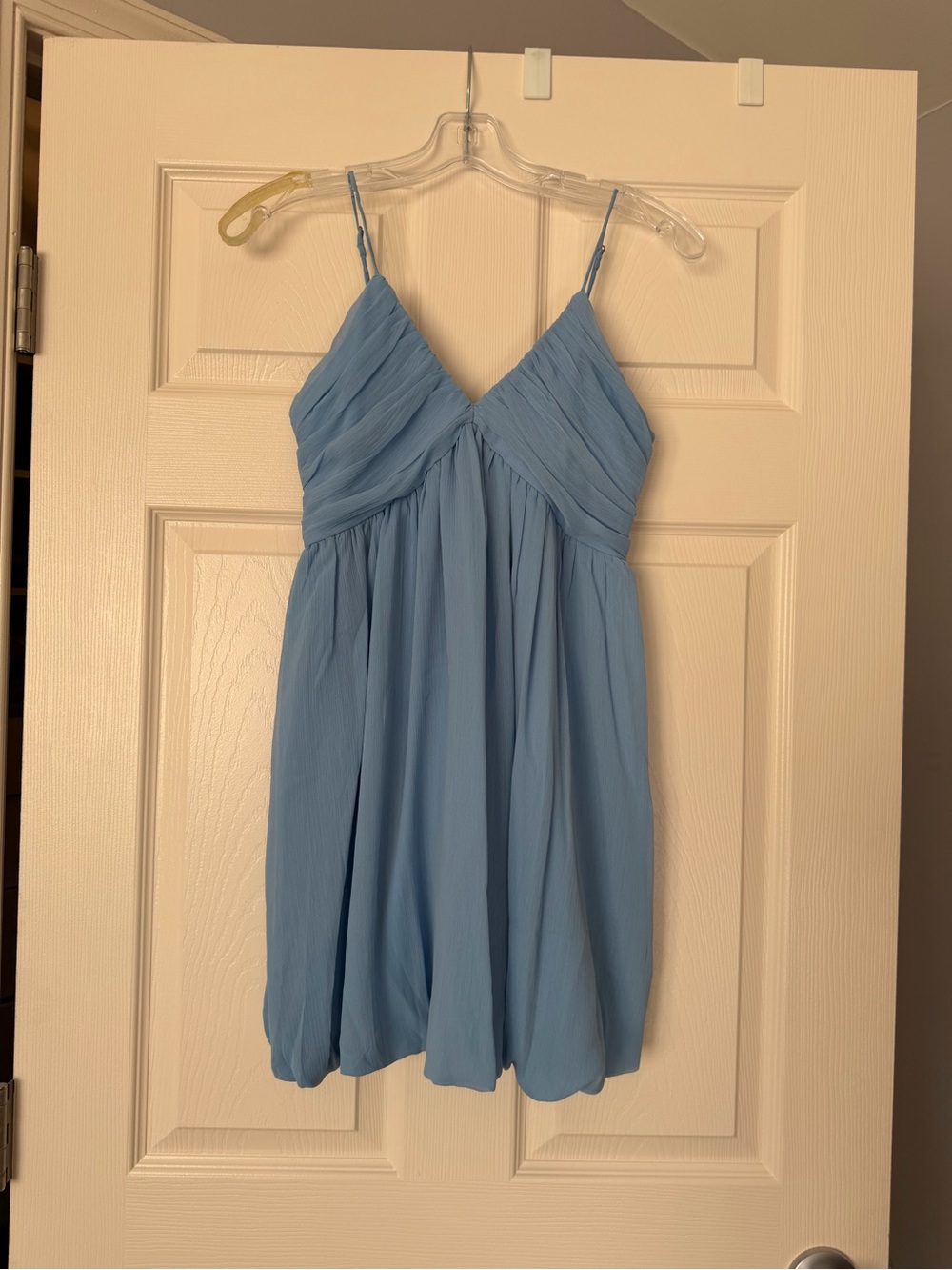 Abercrombie & Fitch Light Blue Spaghetti Strap Bubble Hem Mini Dress